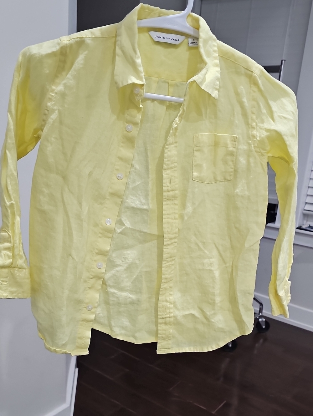 Janie and Jack Pale Yellow Linen Button-Down Shirt